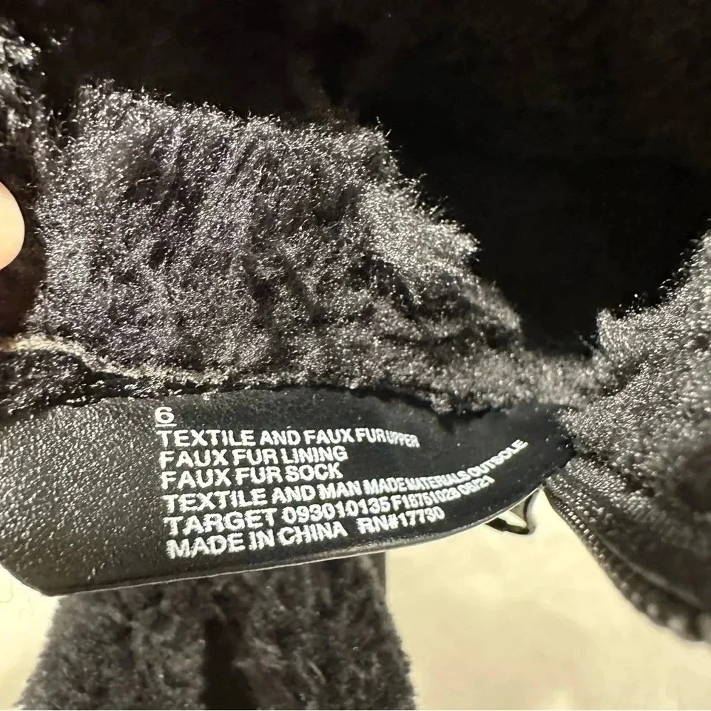 Cat & Jack Girl Toddler Black Ankle Faux Fur Zippered Boots Size 6